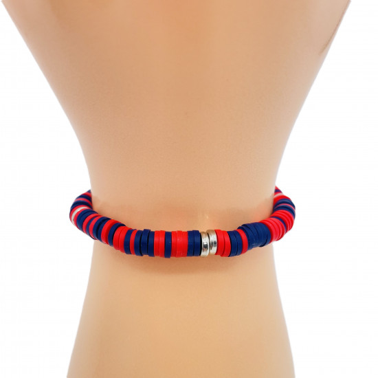 Bracelets heishi coloris bleu marine et rouge, grossiste bijoux fantaisies