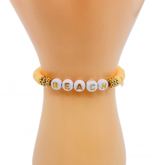 Pulsera heishi playa naranja claro, bisuteria al por mayor