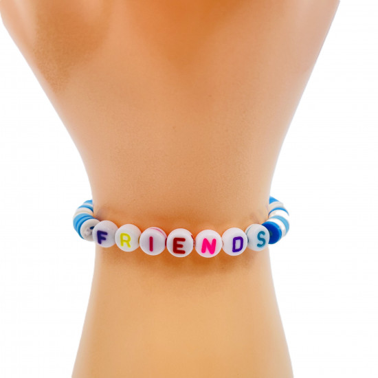 Bracelets heishi friends coloris bleu, grossiste bijoux fantaisies