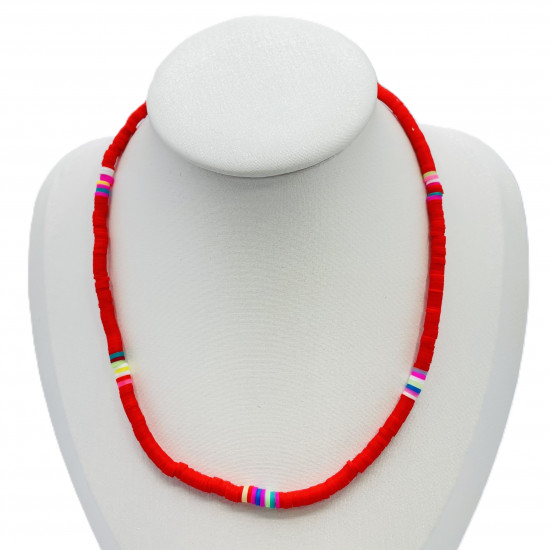 Grossista collana Francia, fine collana heishi rosso - Felizz