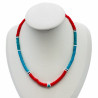 Collana di heishi blu e rossi