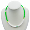 Collier heishi fin vert et blanc