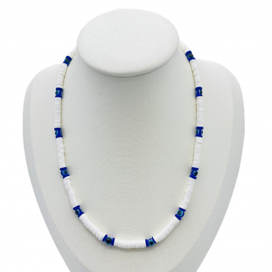 Grossiste collier France, collier heishi fin oeil de nazar- Felizz