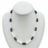 Collana di heishi bianchi spessi con perline nere