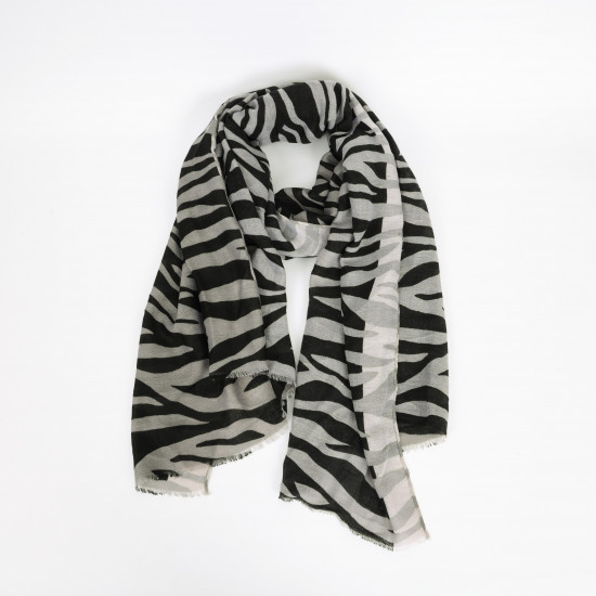 Long grey zebra scarf, scarf supplier Felizz