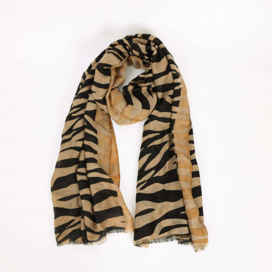 Long beige zebra scarf, scarf supplier Felizz