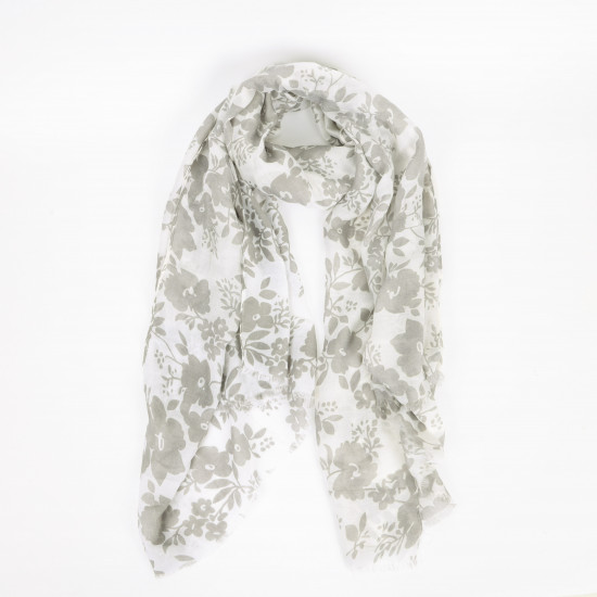 Long scarf grey flowers, scarf supplier Felizz