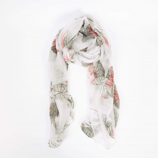 Long scarf with white autumn pattern, scarf supplier Felizz