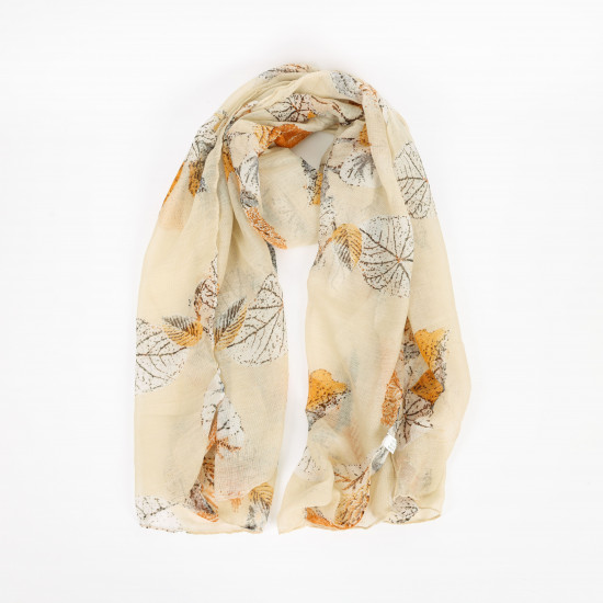 Foulard long motifs automne jaune, fournisseur foulard Felizz