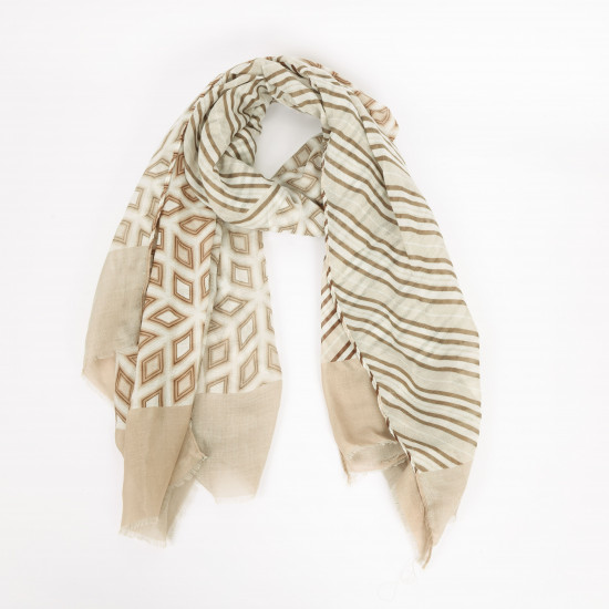 Langer Schal geometrische Formen beige, Lieferant Schal Felizz
