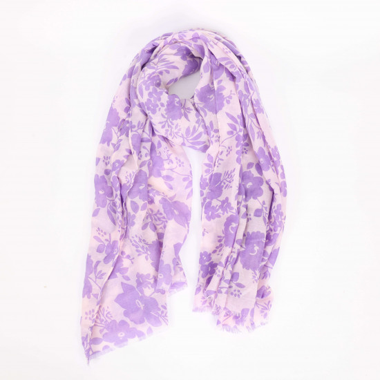 Foulard long fleurs lila, fournisseur foulard Felizz