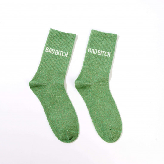 Calcetines con purpurina para mujer BAD BITCH - Accesorios al por mayor