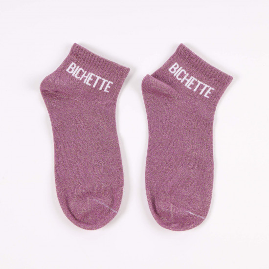 Shiny socks with trendy messages