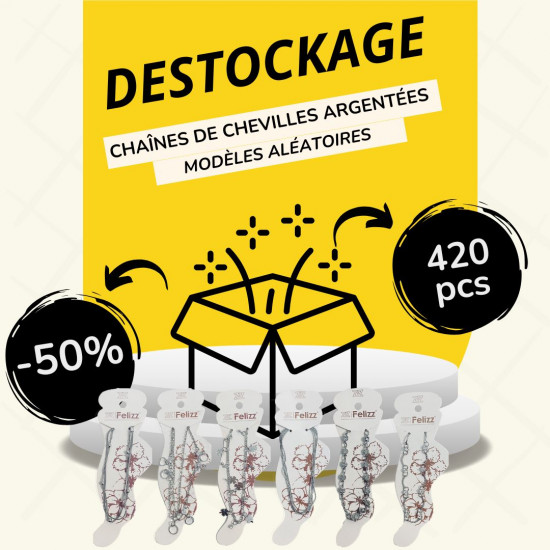 Confezione Destockage Catene alla caviglia in argento - 420 pezzi