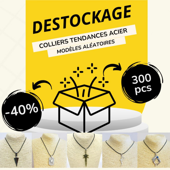 Paquete de liquidación de collares de acero de moda - 300 unidades