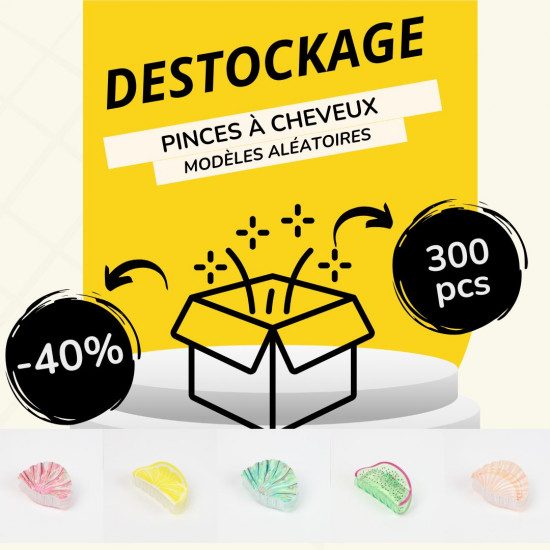 Destockage pack fruit and shell hair clips - 300 pieces