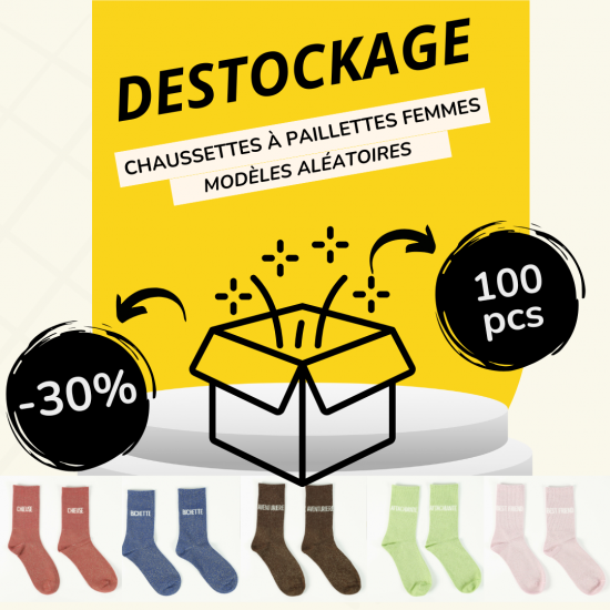 Pack Destockage Socken mit Pailletten Frauen - 100 Stück