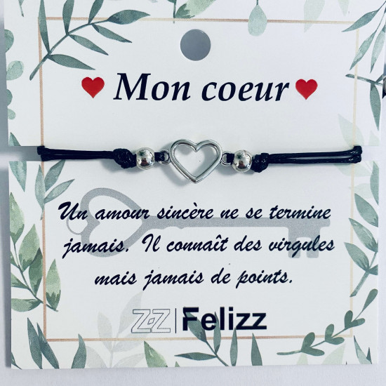 Fournisseur bijoux fantaisies, bracelets tendresse "Mon cœur"- Felizz