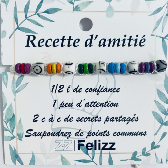 Fournisseur bijoux fantaisies, bracelets tendresse "Recette d'amitié"- Felizz