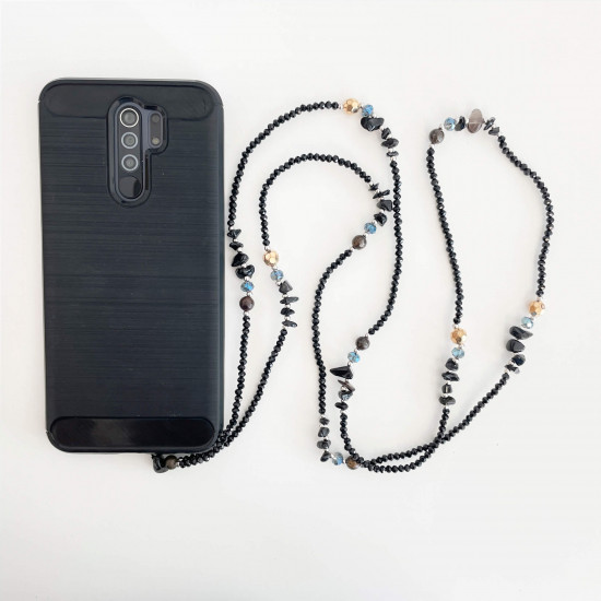 Wholesaler trendy phone jewelry, long black model - Felizz