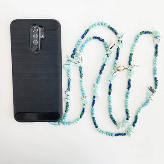 Wholesaler trendy phone jewelry, long turquoise model- Felizz