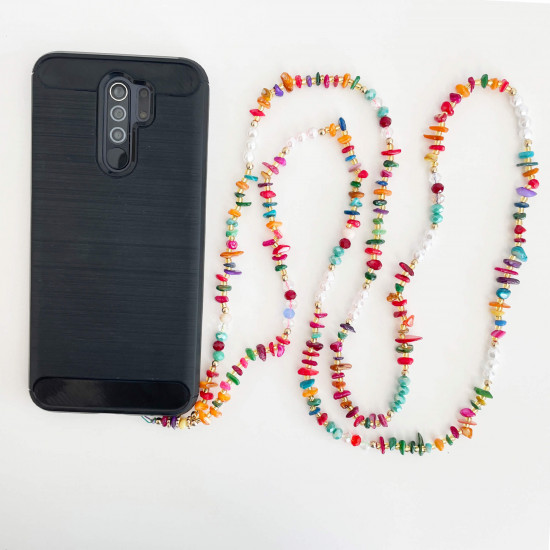 Großhändler Telefonschmuck, langes Modell bunte Steine - Felizz