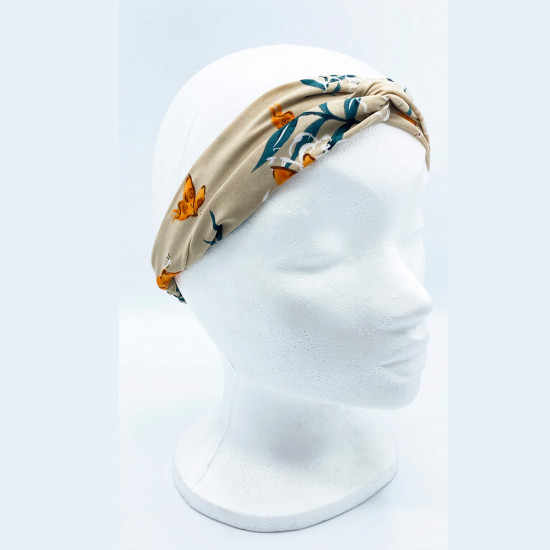 Großhändler Haarband Schleife mit Blättern beige - Felizz
