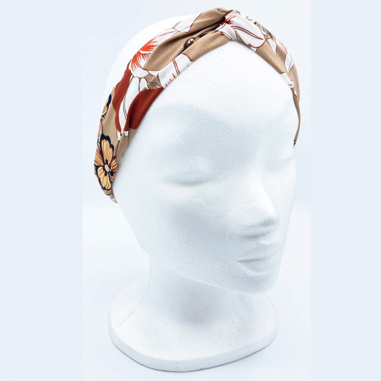 Grossiste bandeau cheveux nœud à fleurs coloris beige - Felizz