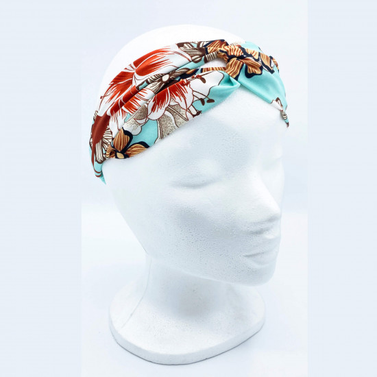 Wholesale hairband turquoise floral bow - Felizz