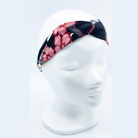 Grossiste bandeau cheveux nœud à fleurs coloris noir - Felizz