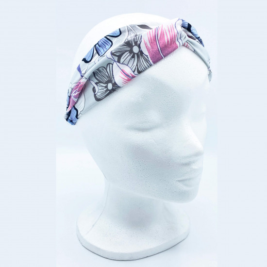 Wholesale hairband bow with flowers in grey - Felizz