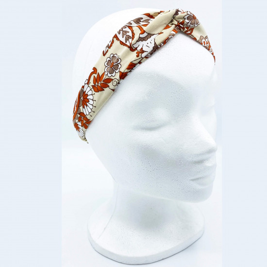 Grossiste bandeau cheveux nœud floral coloris beige - Felizz