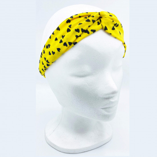 Wholesaler hairband hearts bow yellow - Felizz