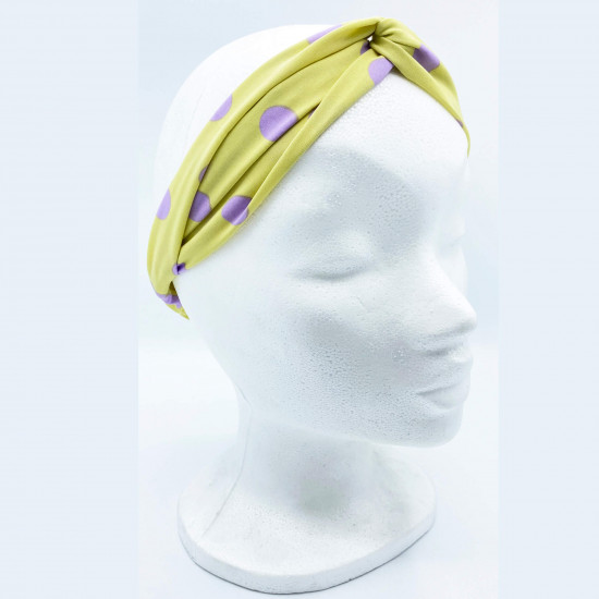Grossiste bandeau cheveux nœud à pois coloris jaune - Felizz