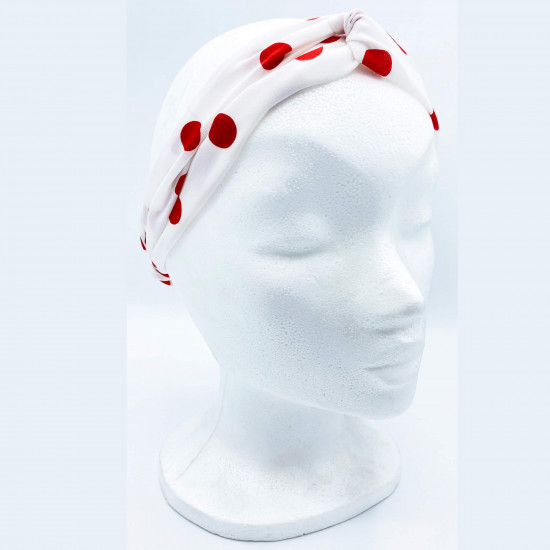 Grossiste bandeau cheveux nœud à pois coloris blanc - Felizz