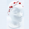 White polka-dot bow headband