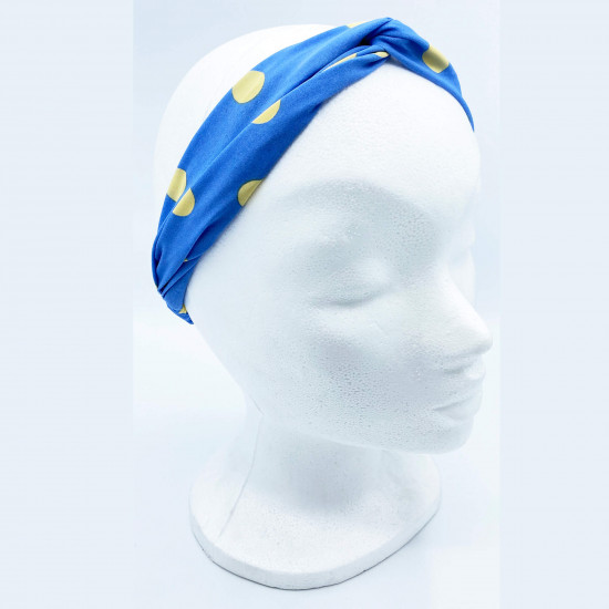 Grossiste bandeau cheveux nœud à pois coloris bleu - Felizz
