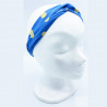Blue polka dot bow headband
