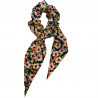 Chouchou foulard à fleurs noir