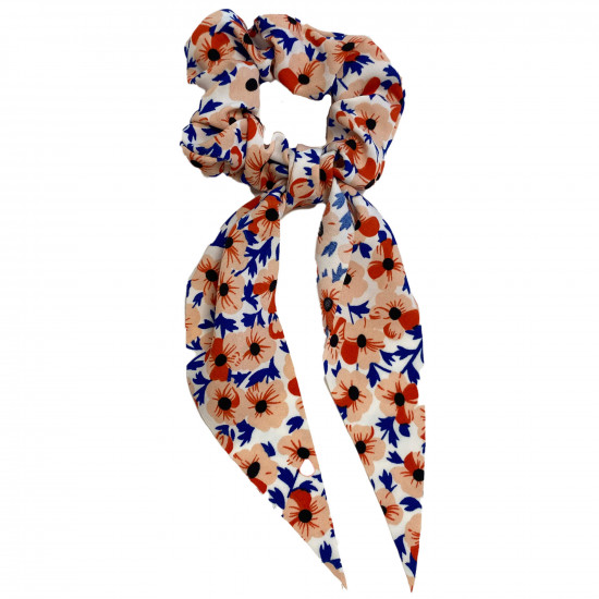 Grossiste chouchou, lot chouchou foulard à fleurs Bleu - Felizz