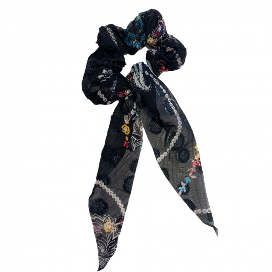 Wholesaler chouchou, lot chouchou black polka dot scarf - Felizz
