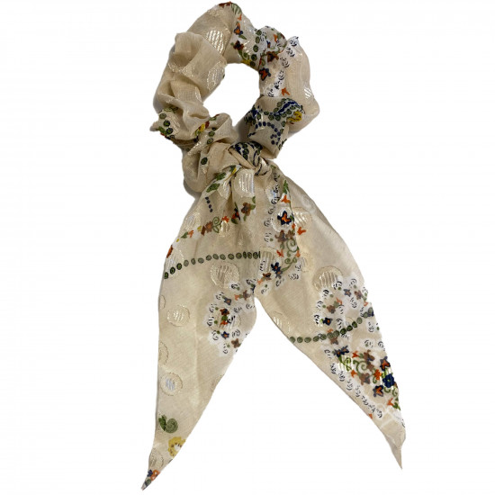 Mayorista chouchou, lote chouchou bufanda con lunares beige - Felizz