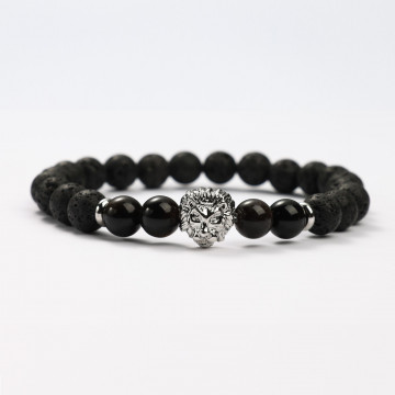Lava Stone and Obsidian mineral bracelets
