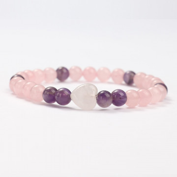Mineralarmbänder Rosenquarz und Amethyst
