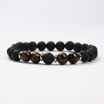 Pulseras minerales de piedra de lava y ojo de tigre