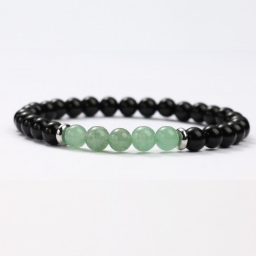 G151-60 Bracelets minéraux Obsidienne et Aventurine