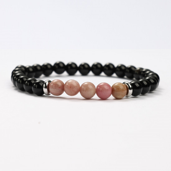 Mayorista joyas minerales, pulseras minerales de Obsidiana y Rodocrosita