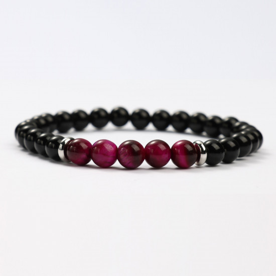 Grossista di gioielli minerali, bracciali minerali di ossidiana e occhio di tigre rosa