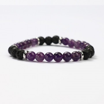 Amethyst and Lava Stone mineral bracelets
