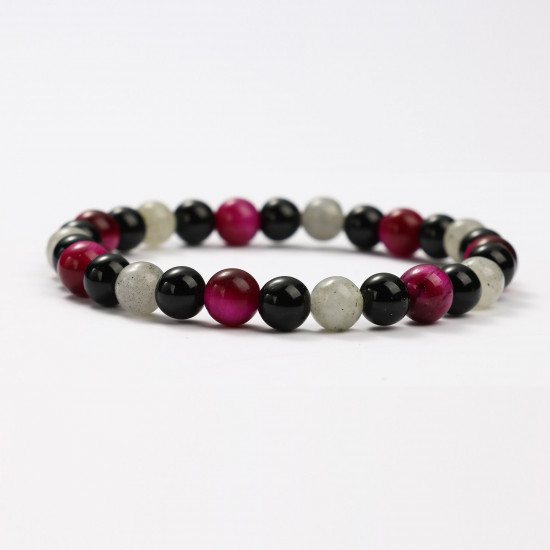 Lieferant für Mineralschmuck, Mineralarmbänder mit rosa Tigerauge, Labradorit und Obsidian